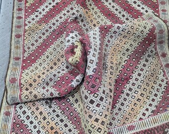 Nomadic Vintage Tribal Hand Woven Flatweave Kilim,Anatolia Turkish Oriental Square Area Rug