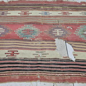 Turkish Ottoman Afyon Kilim Fragment,Antique  Turkish Kilim,Mid-18th century Anatolian Kilim fragment!3882