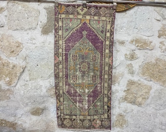 Alfombra de lana anudada a mano: Alfombra floral turca vintage Oushak