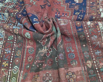 Antique Caucasian Carpet,Vintage Old Armenian Handknotted  Wool Rug,Recional Mistic Rug