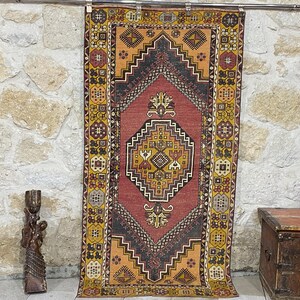Vintage Turkish Wool Rug,Boheman Bedroom Rug
