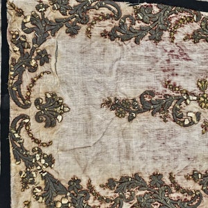 Antico ricamo turco, filo d'argento ricamato, tessuto in velluto ottomano, un raro oggetto da collezione 3433 immagine 3
