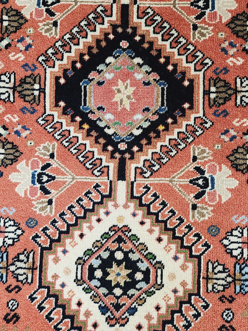 Vintage Handknotted Turkish Wool Rug: Bohemian Geometric Entryway Rug ...