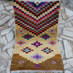 Vintage Handmade Turkish Decorative Area Rug,Authentic Anatolian Wool Carpet//8604