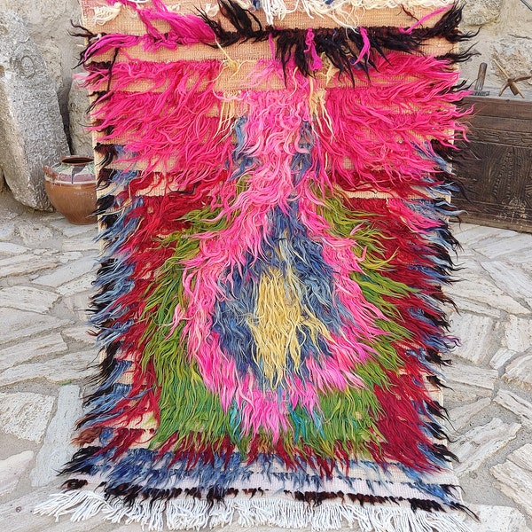 Alfombra ignífuga de chimenea, alfombra de tul turca tejida a mano, alfombra peluda de Anatolia turca, alfombra de decoración de pared! 5301