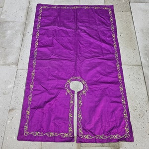 ceremonial dress,antique textile,Gold glitter embroidery on purple fabric,priest&#39;s ceremonial robe!1473