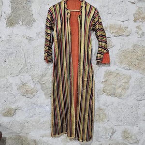 Stripes Dress,Antique Silk Dress,Turkish Anatolian Female Dress,Turkish Silk Kaftan and Robe