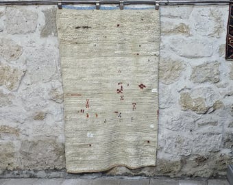 Antique Turkish Tulu Rug: Handwoven Shaggy Wool Carpet 3.5x5.8 ft