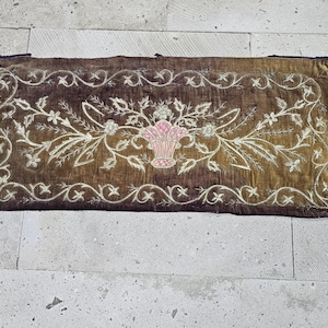 antique 19th century Turkish Ottoman embroidered velvet coffee table cover!3890