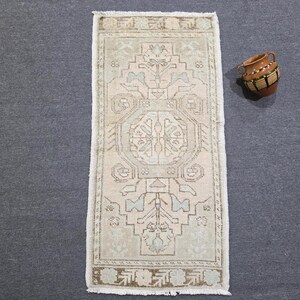 Klein Oushak wollen vloerkleed van 2x3 meter voor de entree, handgeknoopt Turks vintage vloerkleed.