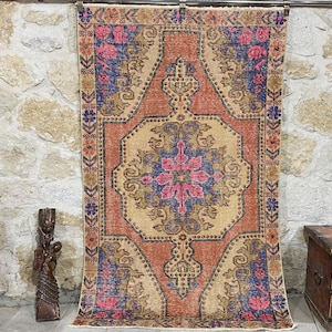 Handmade Wool Rug, Turkey Carpet, 4x6 Rug, Wool Rug, Oushak Rug, Anatolian Rug, Turkish Rug, Vintage Rug, Bohemian Rug, Home Decor Rug,0504