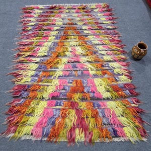 Antique Anatolian Tulu Rug, Colorful Handwoven Wool 3x5