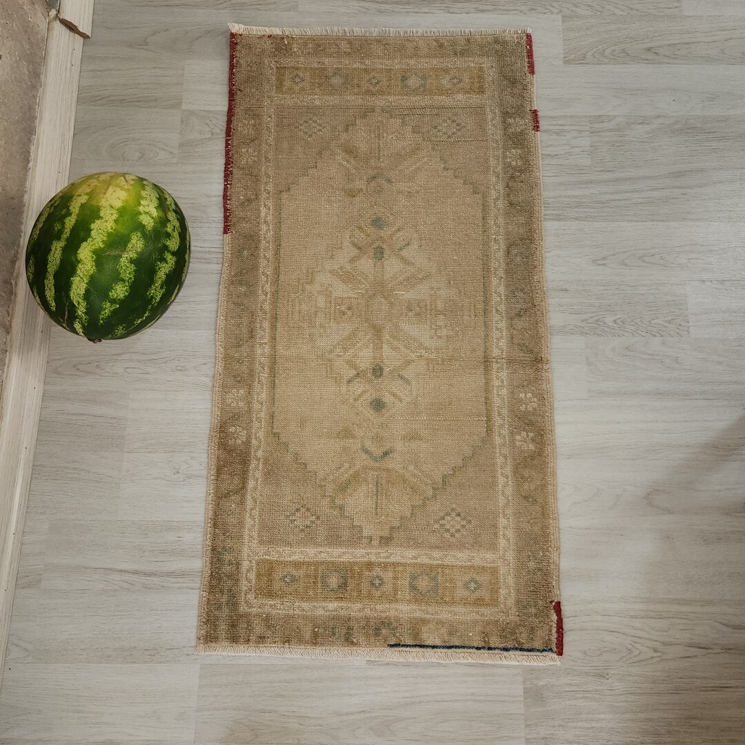 Tukish Wool Rug Handknotted Turkish Wool Rug: Small Oushak Bohemian Rug (1.8x3.4 Ft) - Etsy
