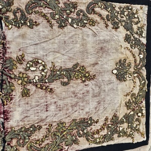 Antico ricamo turco, filo d'argento ricamato, tessuto in velluto ottomano, un raro oggetto da collezione 3433 immagine 6
