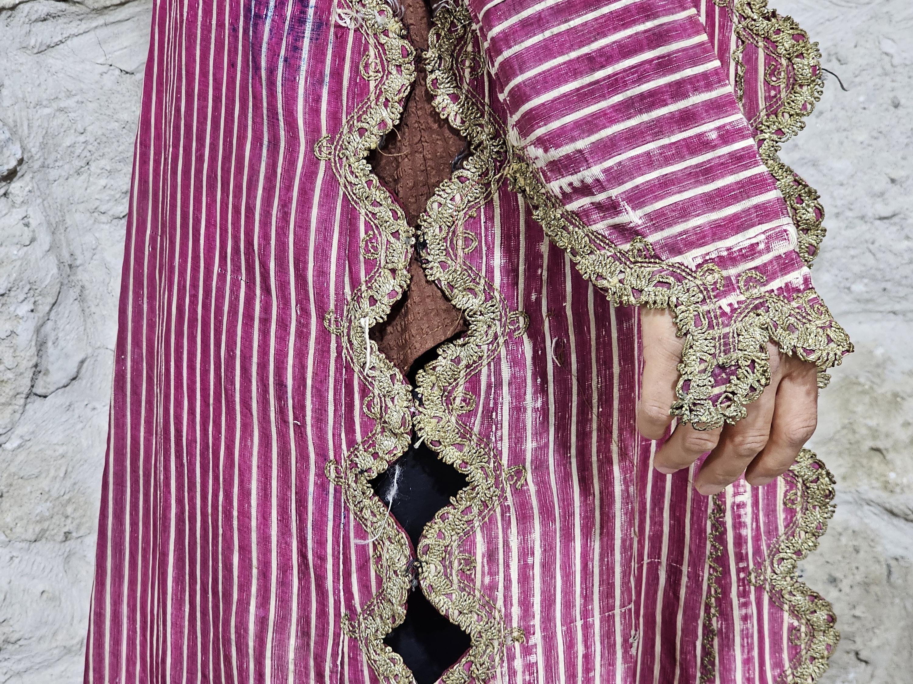 Antique Ottoman Entari, Anatlian Caftan: 19th Century Silk Robe With ...