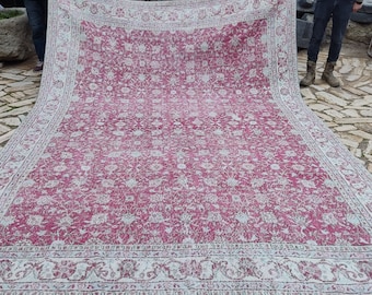 Vintage Oushak Large Carpet 8x12 ft Handmade Turkish Oushak Rug,Oriental Floral Area Rug !4273