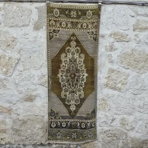 Vintage Wool Turkish Rug,Handmade Runner Rug,Home Kitchen Area Rug!1027