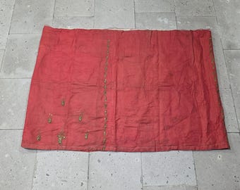 Prunkkleid, antikes Textil,Gold-Glitzer-Stickerei auf rotem Stoff,Priesterzeremonial Gewand!9068