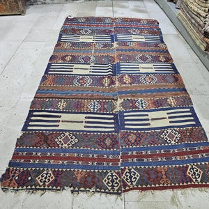 Antique Handwoven Turkish Malatya Kilim,Anatolian Kurdish Kilim,Ottoman Kurdish Rug!3867