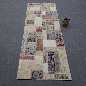 2x6 Turkish Patchwork Rug, Vintage Handmade Anatolian Runner