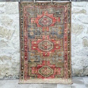 Vintage Handmade Rug,Heriz Rug,Karabakhc Rug,Azerbaıjan Rug Turkish Oushak Rug!1032