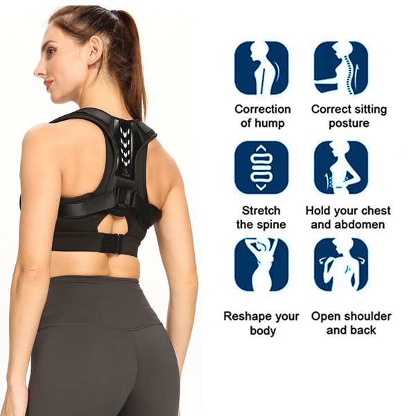 ZAHBRO Posture Corrector for Women and Men Back Support Adjustable Shoulder Pain Relief Straightener Belt Stretcher Lumbar