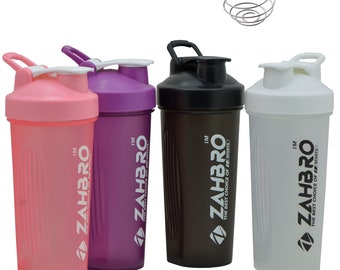ZAHBRO Protein Shaker Bottle: 600ml Leak-Proof Gym Fitness Bottle