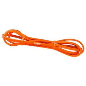 May include: Orange exercise resistance band with the text "ZAHBRO" printed on it.