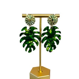 Resin Earrings- Botanical/Gold Accent