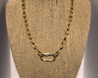 Carabiner Lock Necklace- Solid Oval