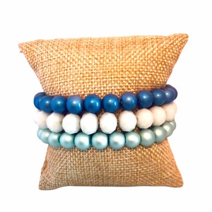 Stack Bracelets- Blue Pearl