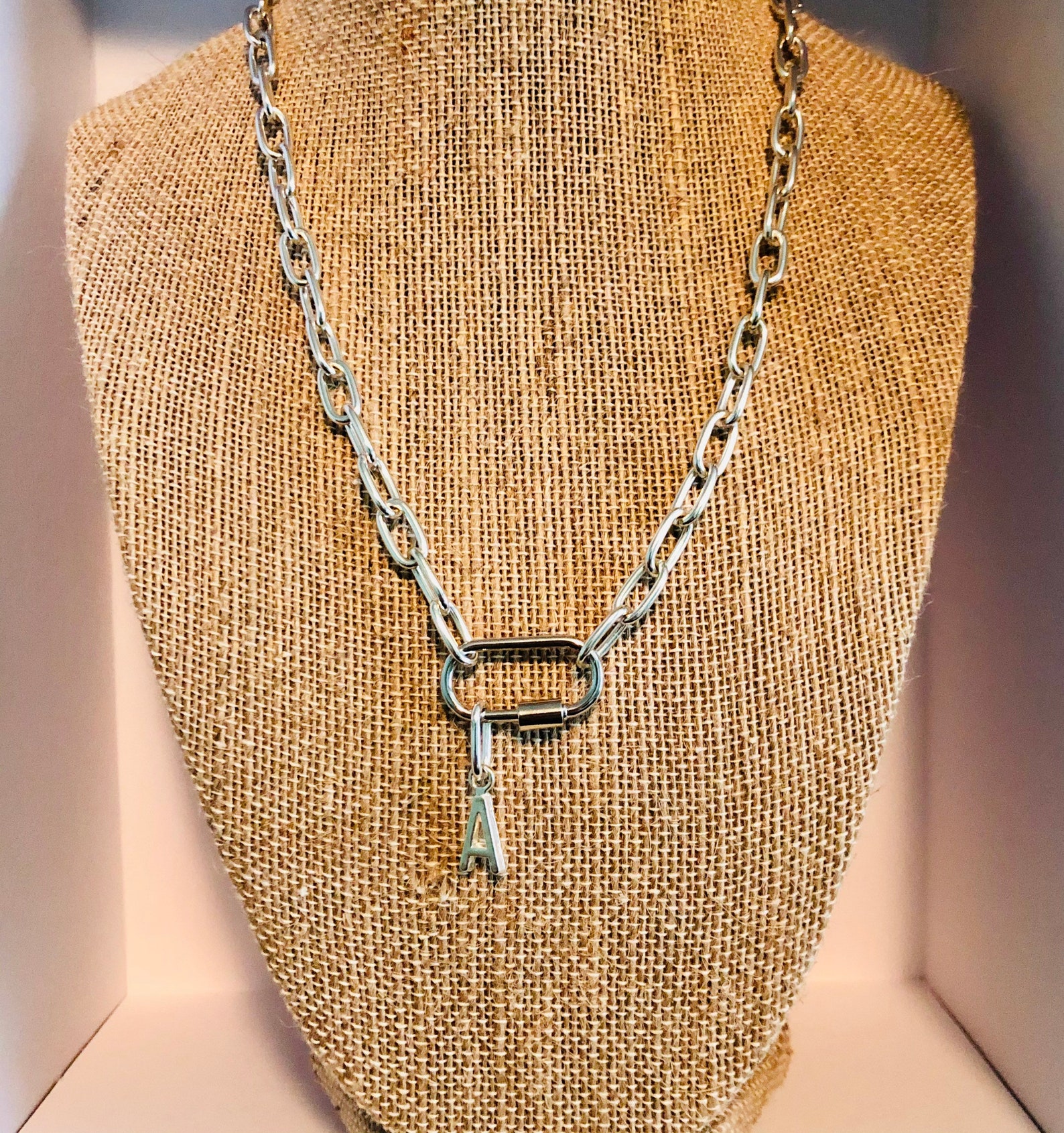 Lock Necklace Initial silver Etsy