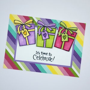 Celebrate Card | Bright Birthday Card | Handmade Birthday Card| Girls Birthday | Teenage Birthday Card | Presents Birthday Card