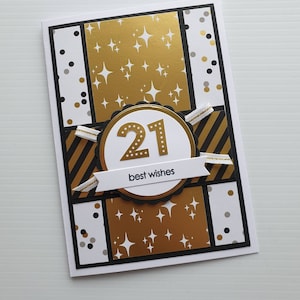 Milestone Birthday Card | Numbered Card | Best Wishes | Handmade Birthday Card | Black & Gold | 18th Birthday | 21st Birthday