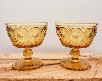Download Fairfield Amber Topaz Glass Dessert Cup Set Of 5 Vintage Amber Glass Footed Dessert Bowls Georgian Topaz Glass Dessert Glasses Set Of 5 Home Living Dining Serving