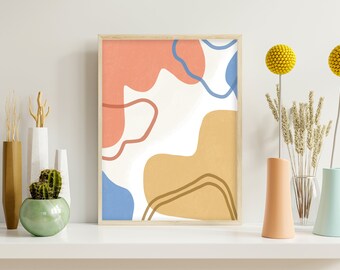 OUTLINE: PASTEL NO.2 - Abstract Print | Digital Download - Midcentury Modern - Geometric - Abstract Shapes - Modern Art - Digital File