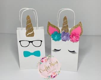 Unicorn favor bags, unicorn treat bags, unicorn party favor bags, unicorn treat boxes, unicorn favors