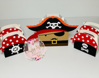 Pirate theme favor box, pirate favor box, pirate treat boxes, pirate gable box