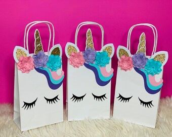 Univorn FaVor Bags, Unicorn treat Bags, UNicorn treat Box, Unicorn Party Favor Bags