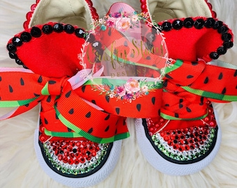 Girls watermelon shoes, girls watermelon converse, watermelon shoes, waterelon converse