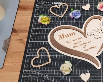 Mothers day heart jigsaw pieces plaque