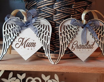Recuerdo Decoración del árbol de Navidad alas de ángel bola de madera
