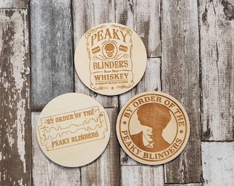 Peaky blinders engraved wooden drinks coasters also customised