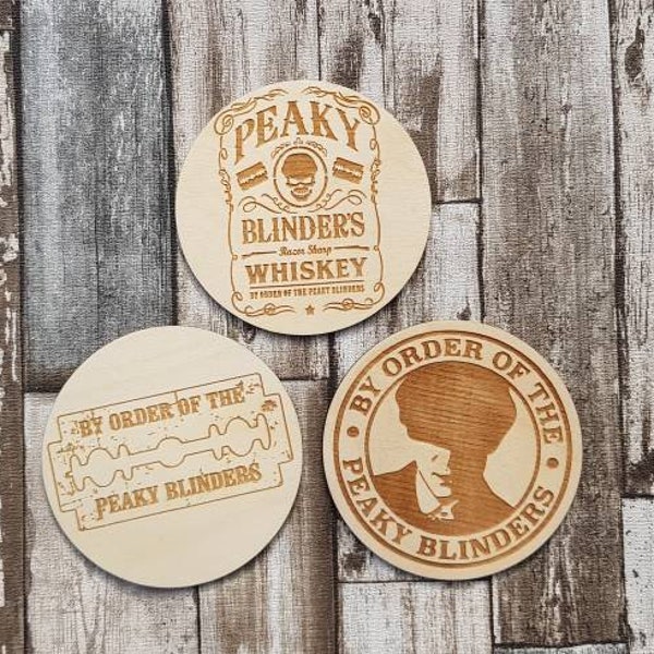 Peaky blinders engraved wooden drinks coasters also customised