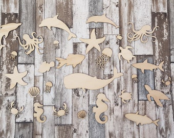 Sea ocean creature wooden craft blanks