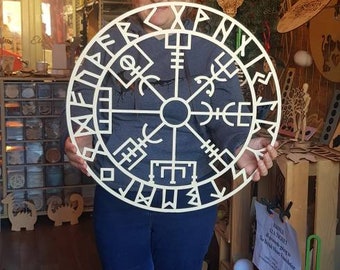 Viking compass wall art runes