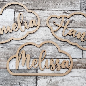 Cloud shaped wall name art personalised