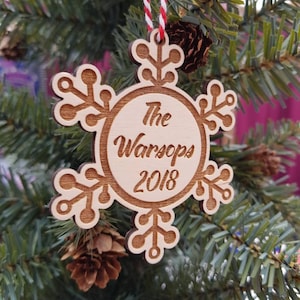 Custom snowflake engraved christmas bauble