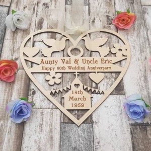 Plaque suspendue de mariage ou d’anniversaire texte personnalisable complet