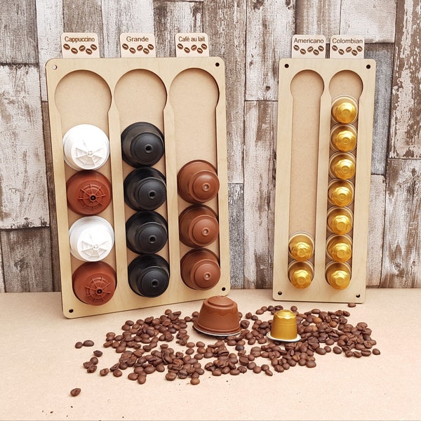 Coffee pod holder display storage with interchangeable names nespresso dolce gusto